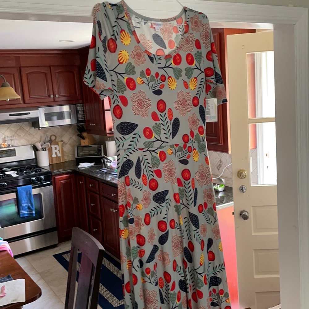LuLaRoe Ana Maxi dress with longer short sleeves